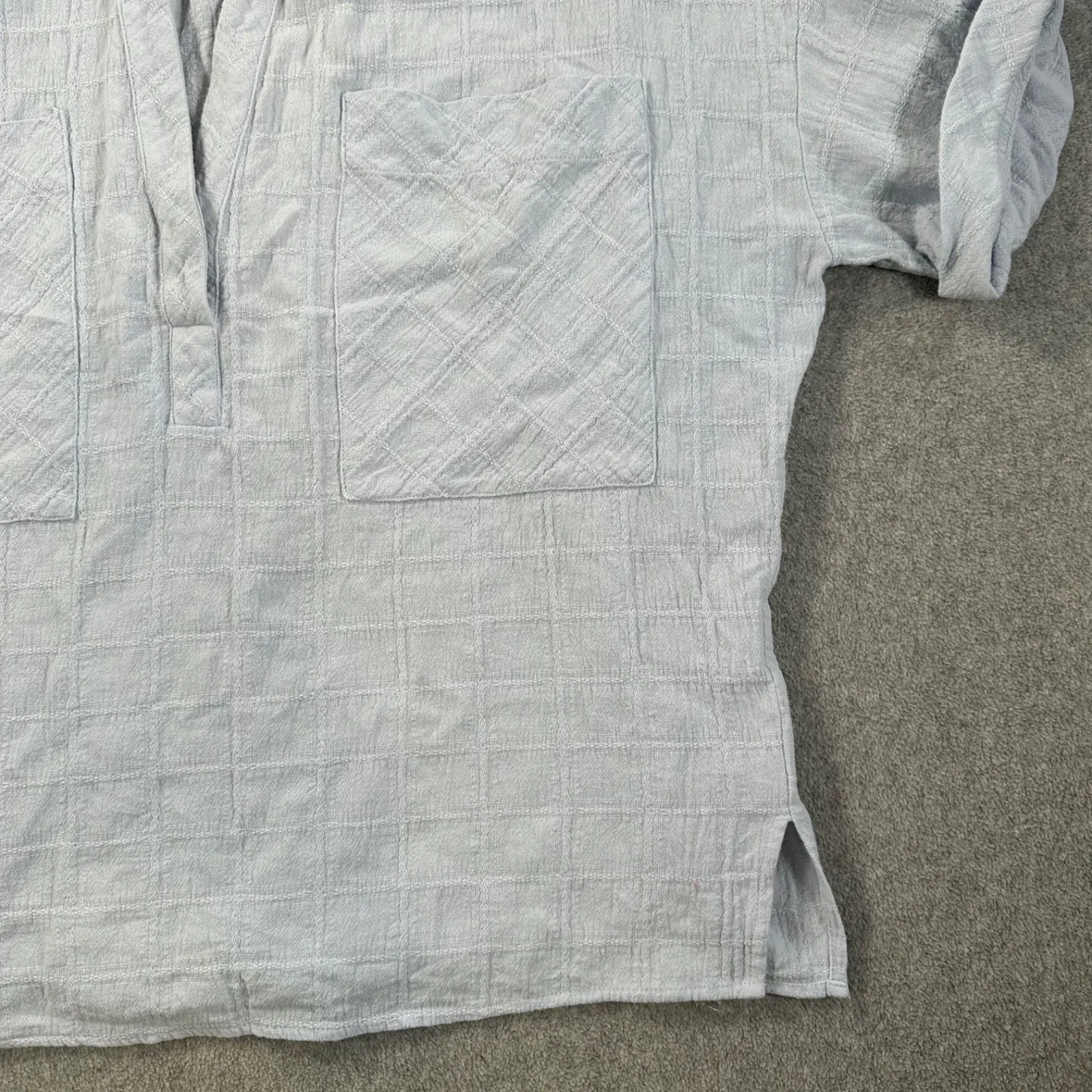 FRNCH June Short Sleeve Double Pocket Shirt Women's Medium Light Blue Cotton - Image 4