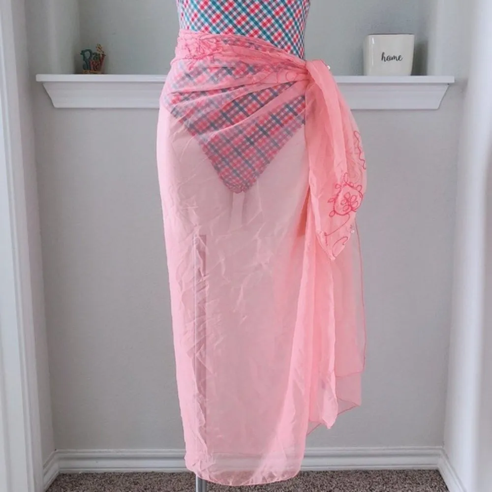 Atmosphere 2-Piece Swimwear Matching Swim Coverup Scarf Pink Blue UK 16 US 12 - Image 6