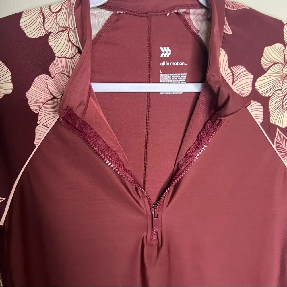 All In Motion Stretchy‎ Quarter Zip Floral Sleeves Pullover - Image 8