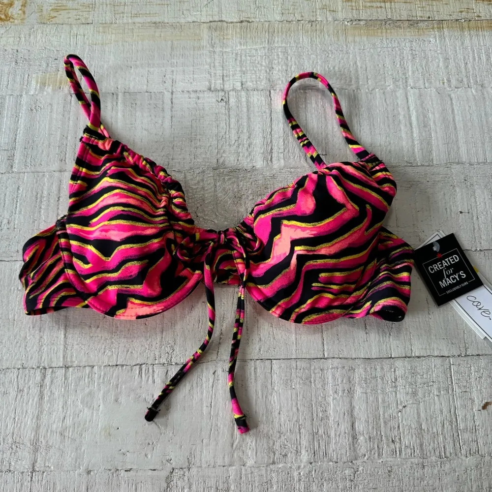 Salt + Cove Mane Event Underwire Bralette Bikini Top NWT size Medium Zebra Print Pink - Image 3