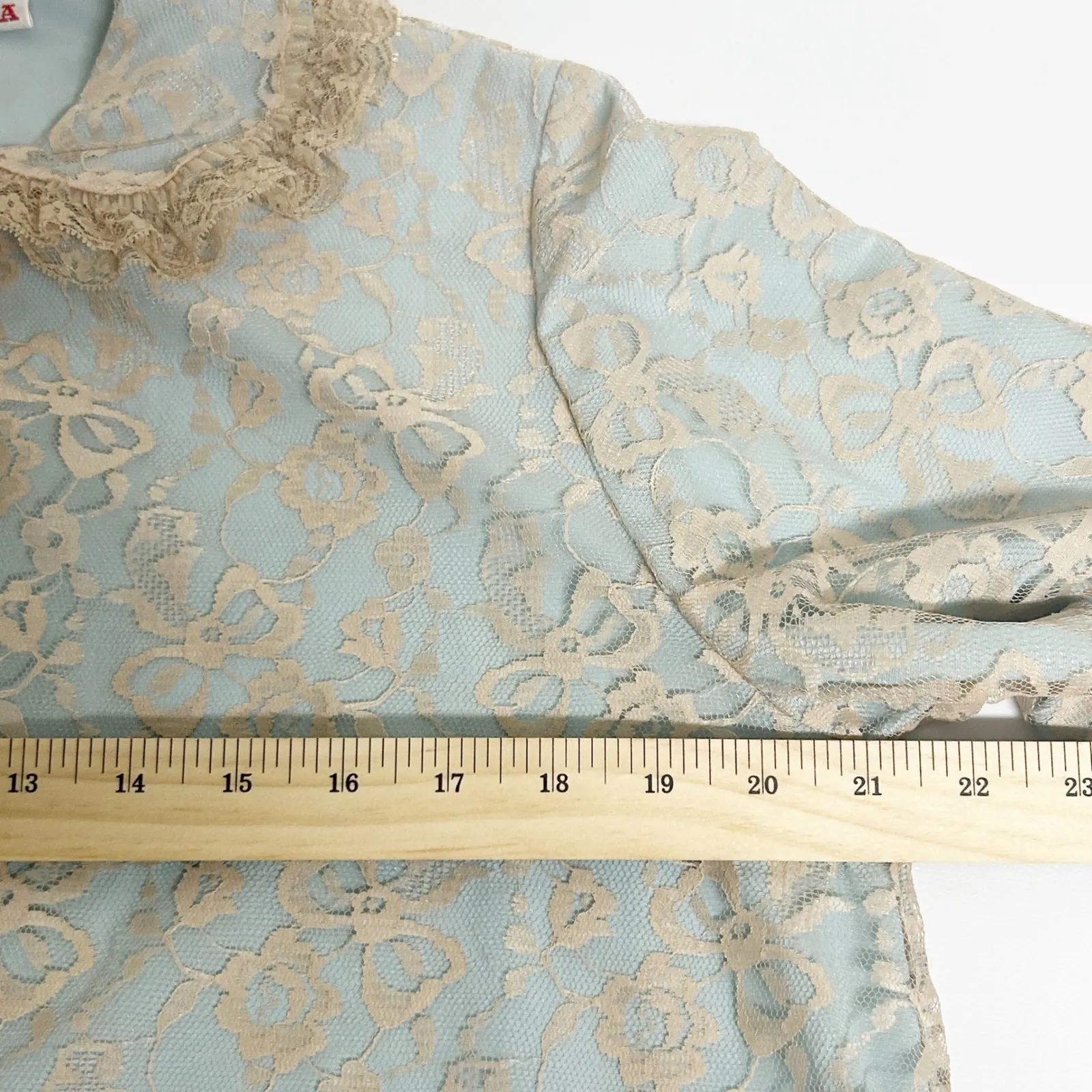 ODETTE BARSA Womens Vintage Coquette Blue Lace Bow Robe Duster Gown House Dress Size M - Image 12