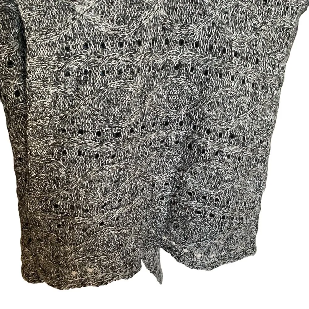 89th & Madison gray open front waterfall pointelle knit cardigan sweater 2X - Image 6