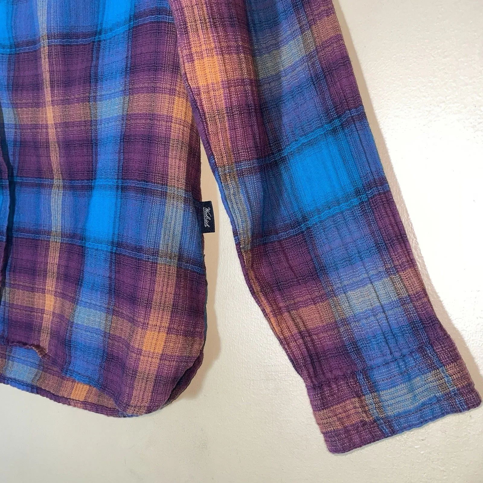 Woolrich Plaid Popover Shirt Womens Medium Long Sleeve Lightweight Flannel Style - Image 9