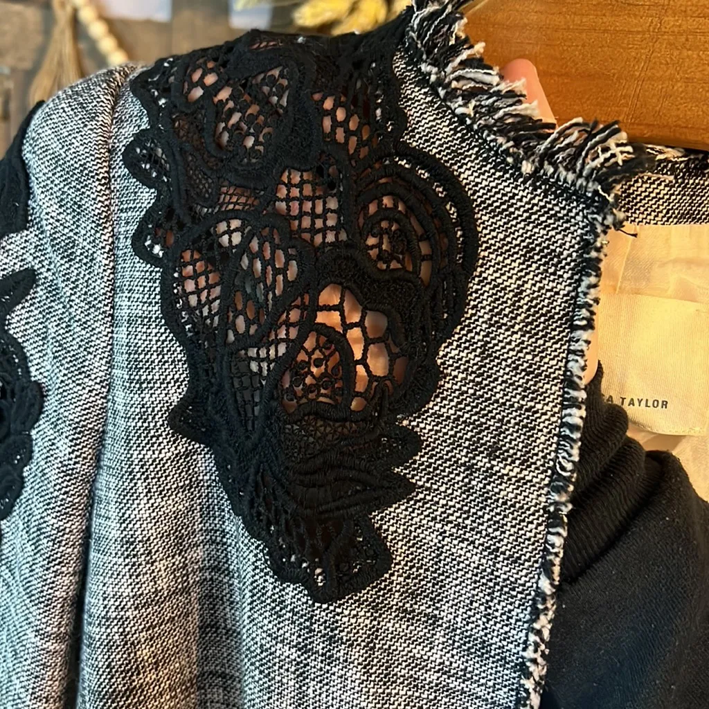 Rebecca Taylor Neiman Marcus Evening tweed lace jacket coat ruffle business - Image 6