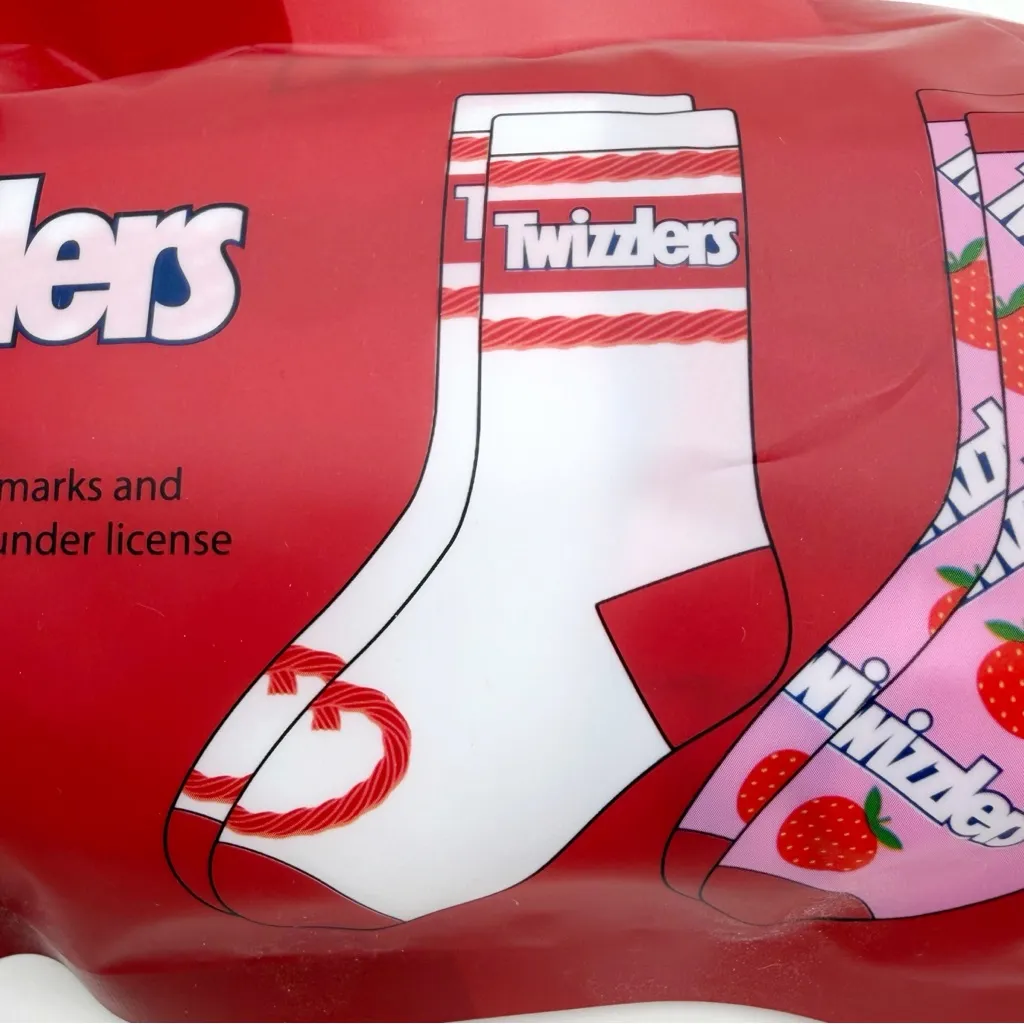 Twizzlers Strawberry Twists Candy Crew Socks Womens Gift Set 2 Pairs Red White - Image 6