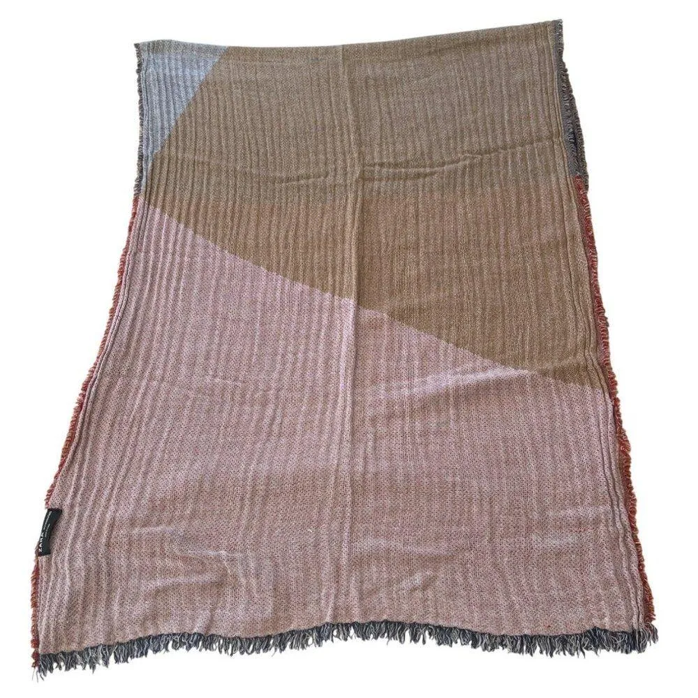 Zara Colorblock Woven Scarf With Fringe Edges 32x70 Inches 1K - Image 3