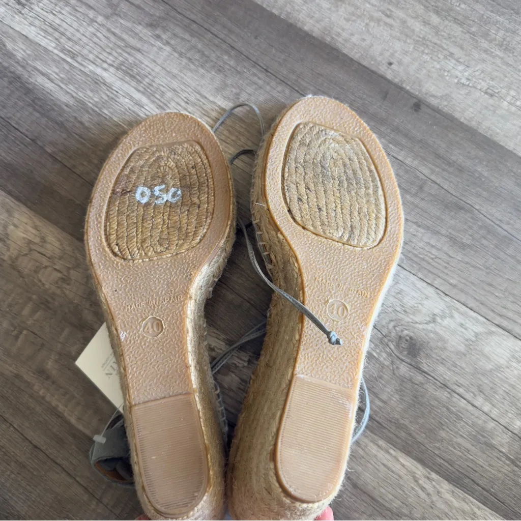 NWT Anthropologie Romena Espadrille Blue Suede Wedges Sandals 40 - Image 6