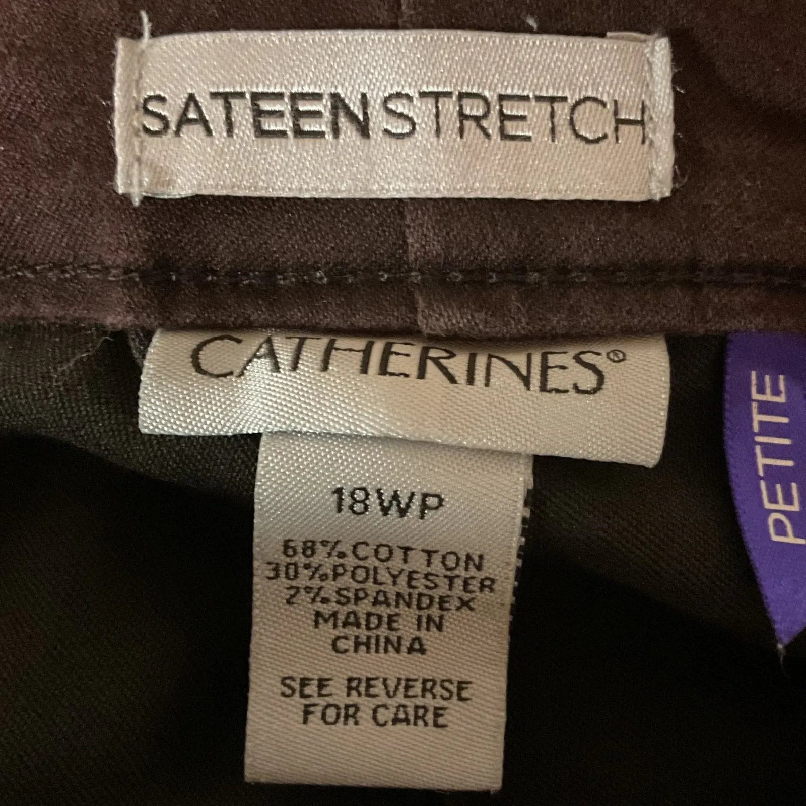 Catherines Women's Sateen Stretch Straight Leg Casual Curvy Pants Brown Size 18P - Image 7