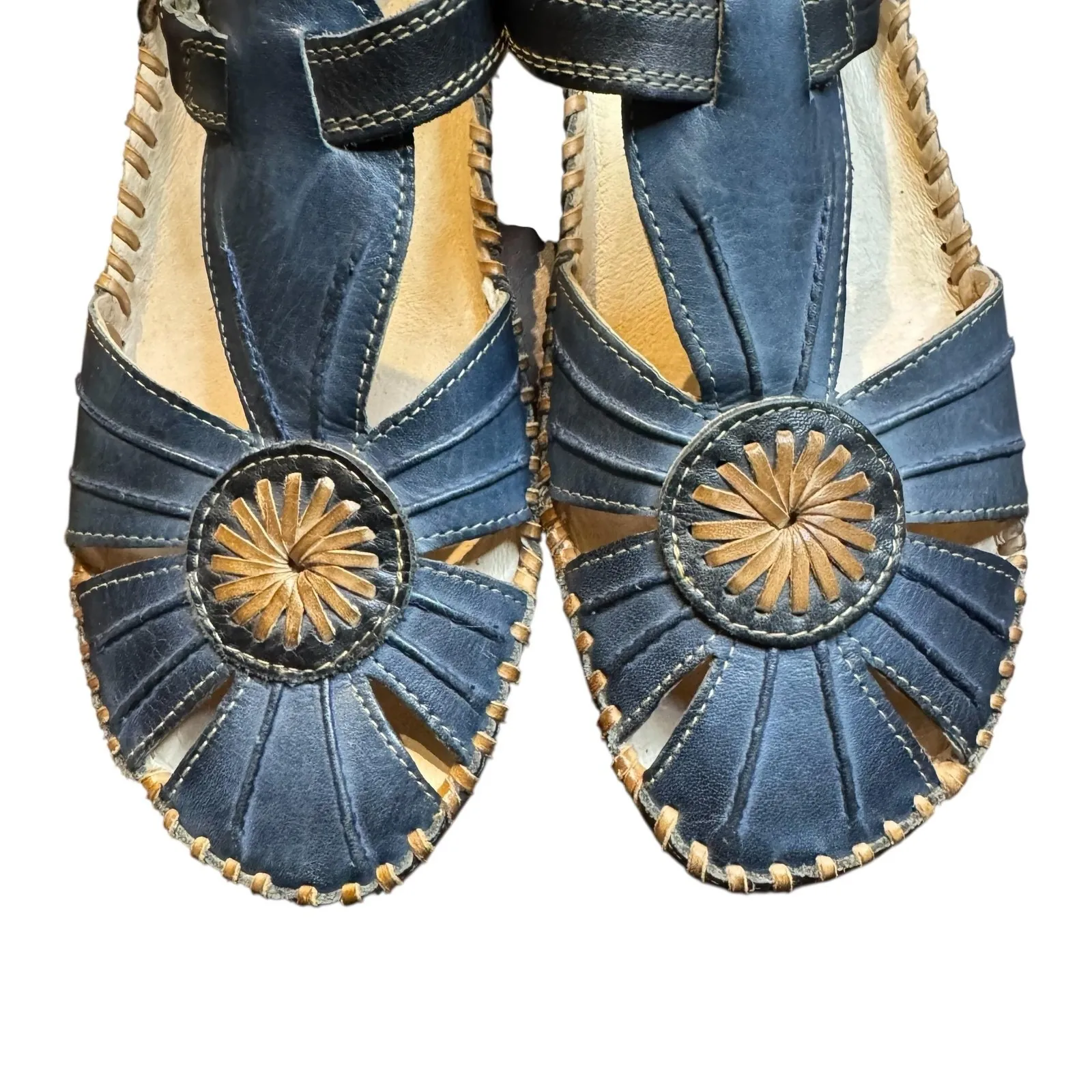 Pikolinos Shoes Womens Size EU 37 Navy Blue Leather Slingback Huarache‎ Sandals - Image 2