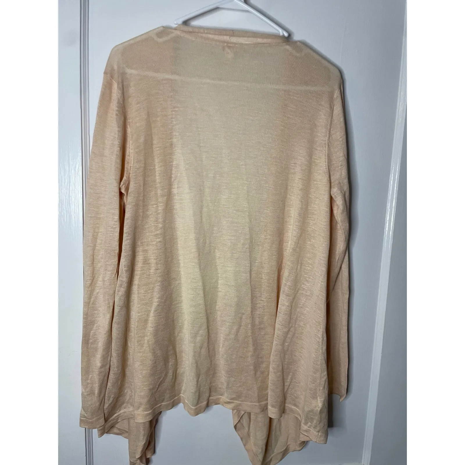Eileen Fisher  Silk Linen Blend Open Front Drape Cardigan Sweater Top - Image 4