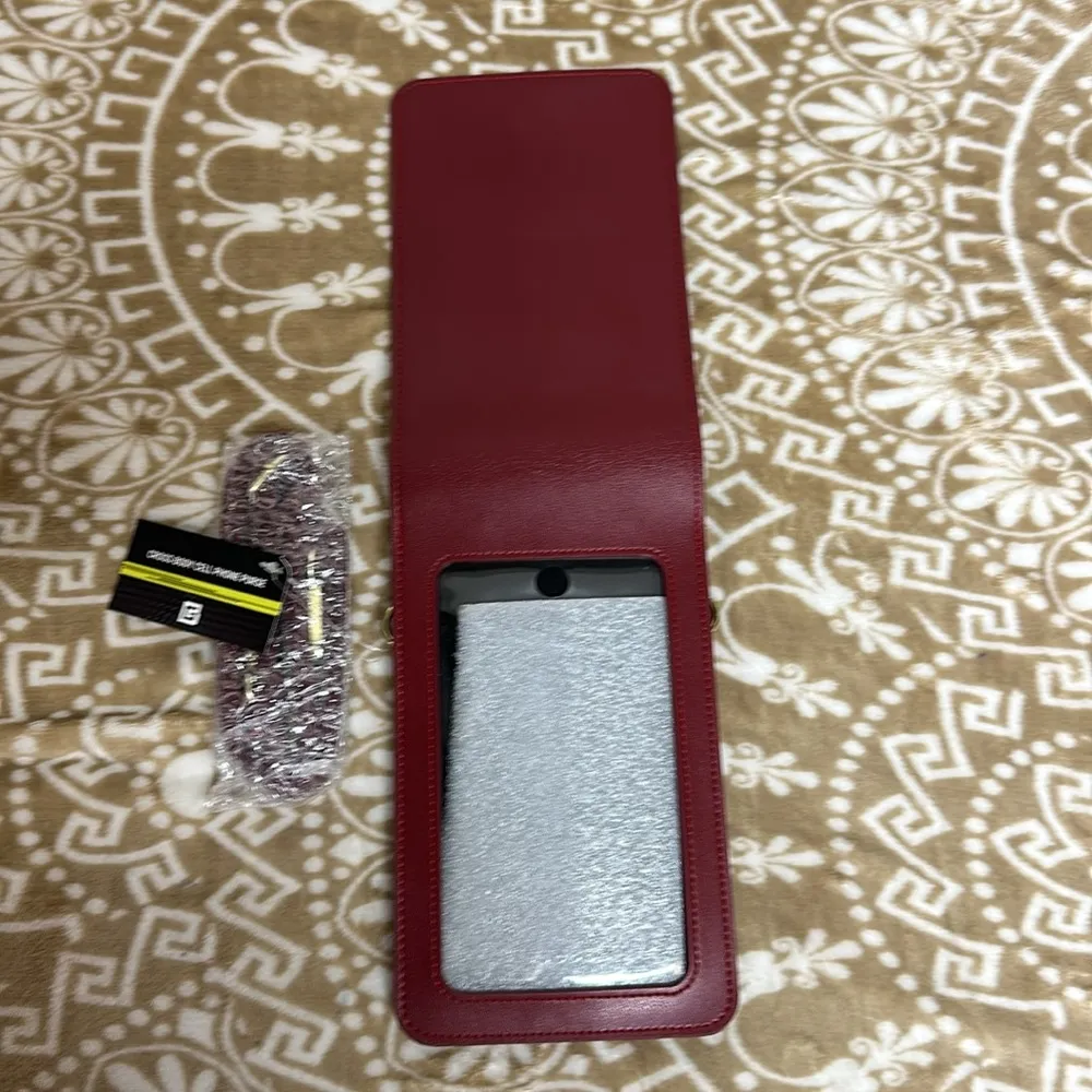 Gear Beast Cross Body Cell Phone Pouch Purse Credit Card and ID Slots With Strap Red - Image 3