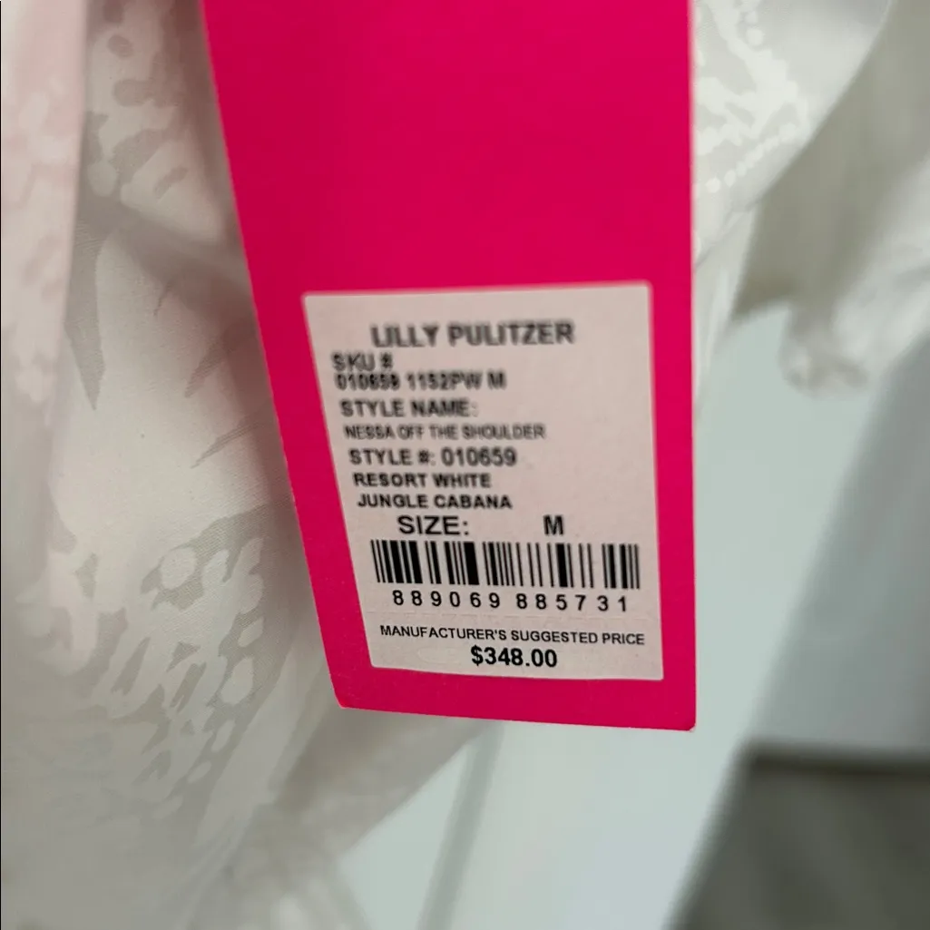 Lilly Pulitzer Nessa Off The Shoulder Maxi Dress Resort White Jungle Cabana - Image 11