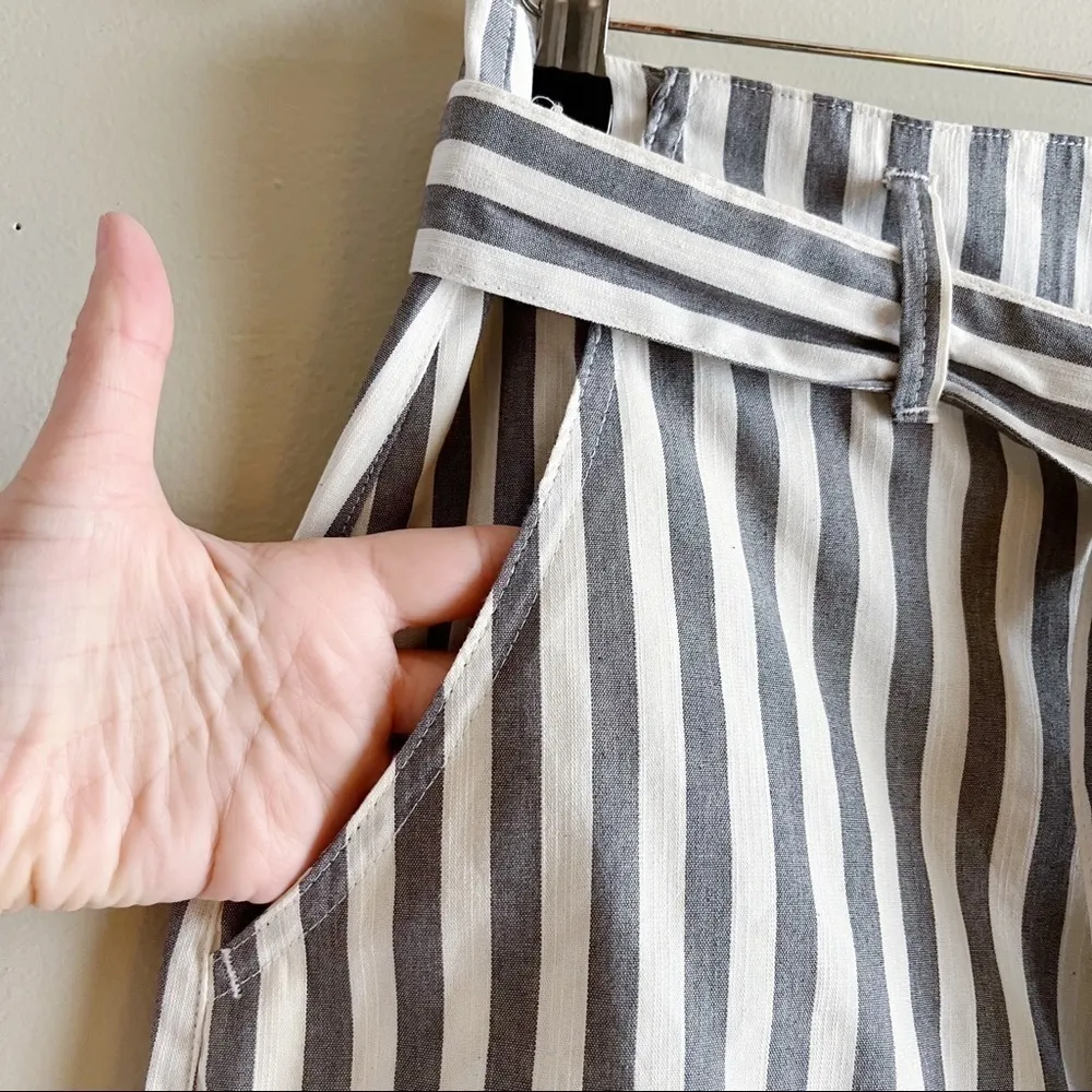 NWT Indigo Rein • Mid Rise Grey Stripes‎ Belted Mini Skirt with Pockets, Size 9 - Image 6