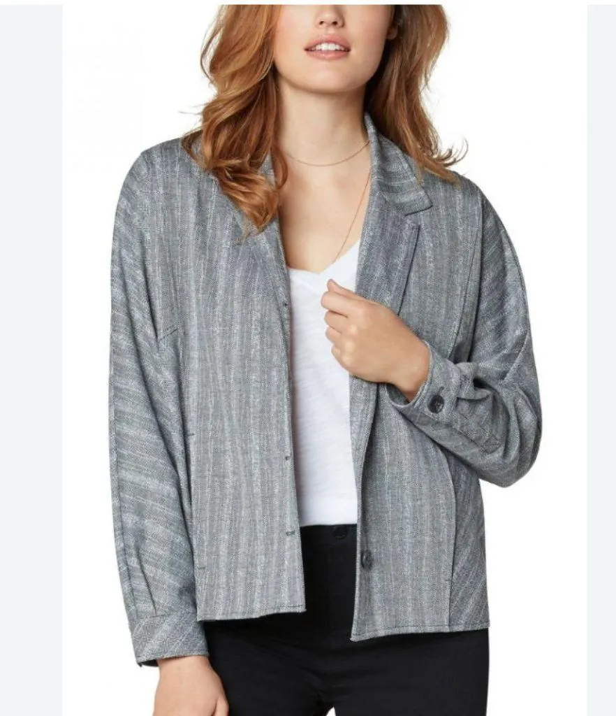 NWT Liverpool Los Angeles Cocoon Button Up Pewter Black Sketchy Stripe - Image 3