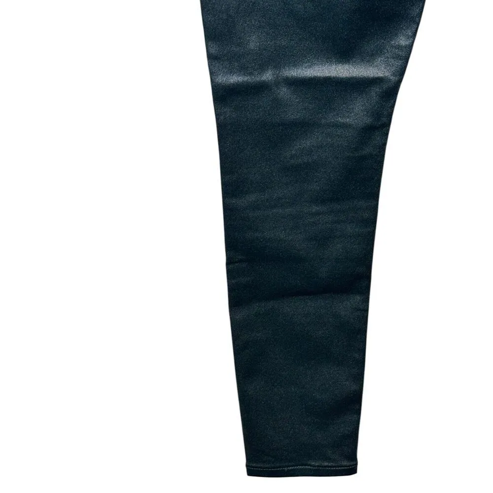 Express Women's Pants Skinny Super Faux Straight Leg Stretch Green Sparkle Sz. 6 - Image 8