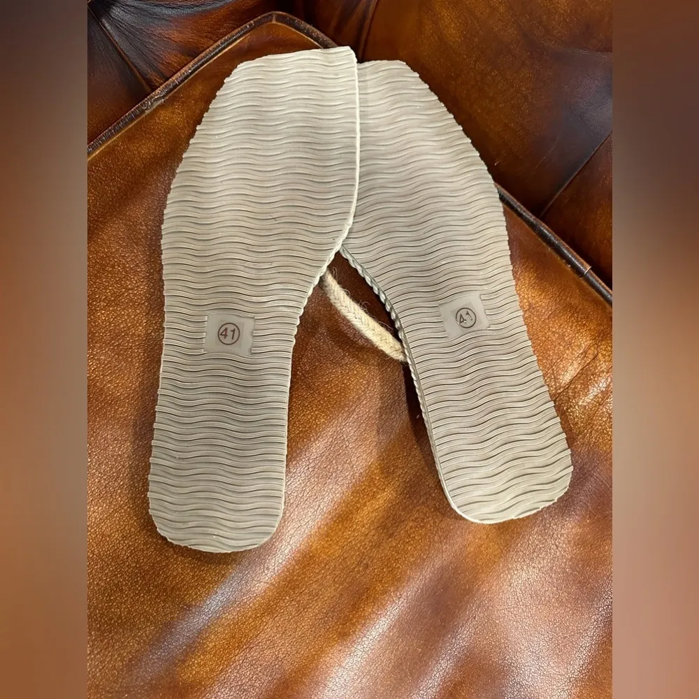 EUC free flip flop Canvas Beach Tote with Rope Handles, Faux Leather Accents Pink - Image 9