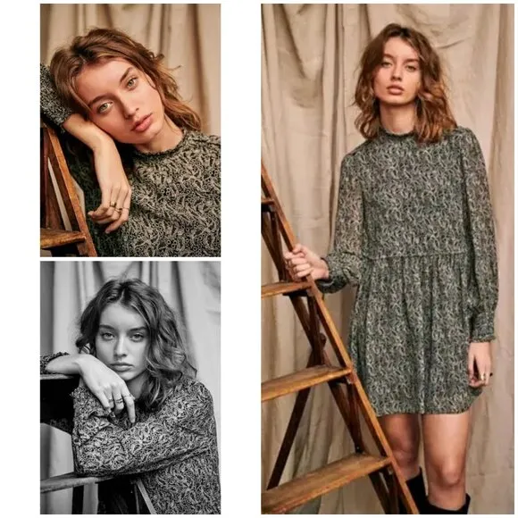 💕SEZANE💕 Odile Dress ~ Printed Kashmir Black and White FR 42 = US 10 NWOT - Image 2