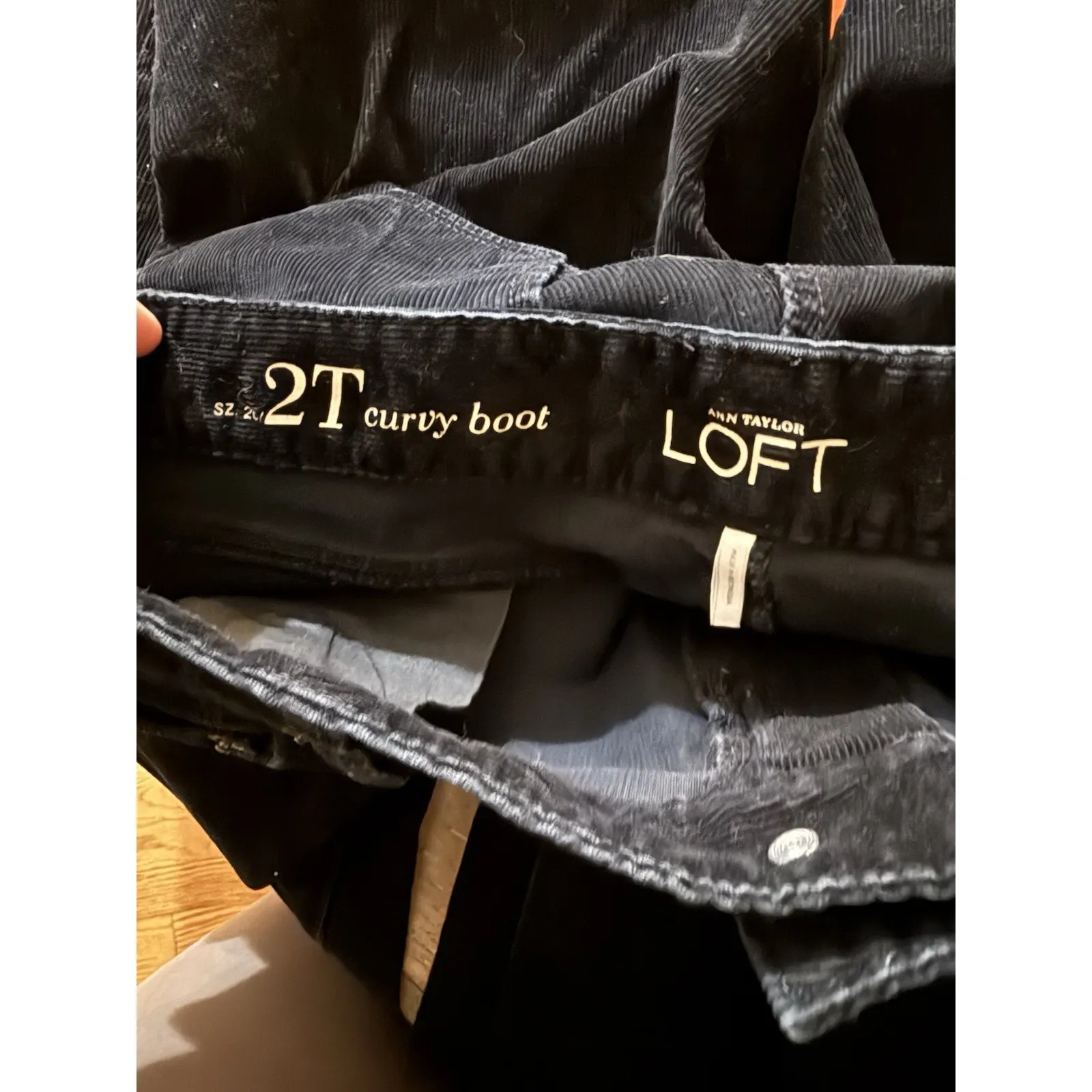 Talbots Womens Classic Fit‎ Boot Cut Corduroy Pants Black Stretch Size 2 Tall - Image 5