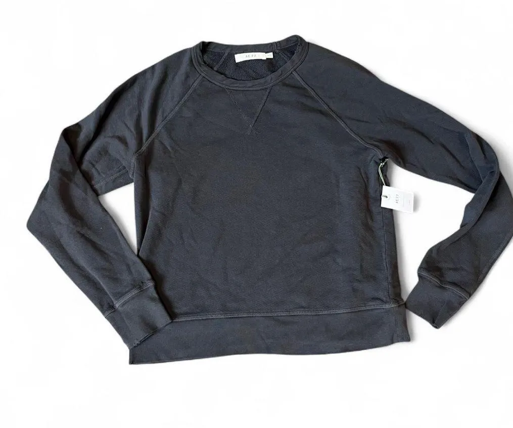 AE 77 American Eagle Premium nwt soft black charcoal cotton Crewneck S Blue - Image 1