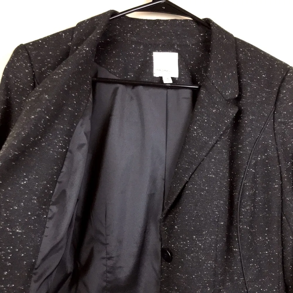 Halogen for Petite Focus Women’s Wool Silk Blend Black Speckled 2-Button Blazer - Image 6