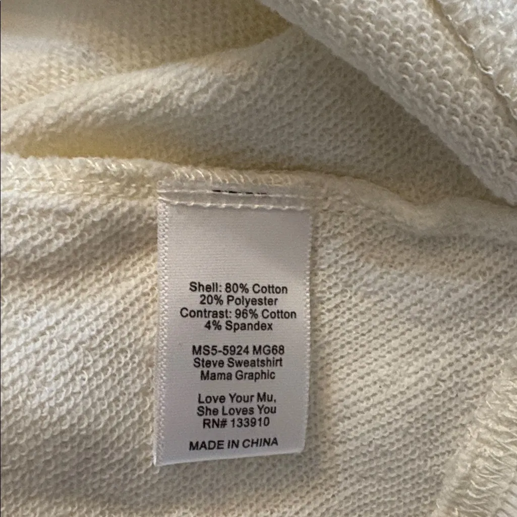 Show Me Your MuMu Cream Steve Sweatshirt Tan MAMA Lettering Size XS EUC - Image 8