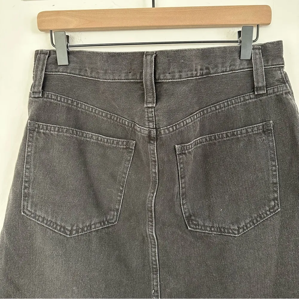 Madewell High Waist Button Front Rigid Denim A-Line Skirt Black Lunar | 28 - Image 10