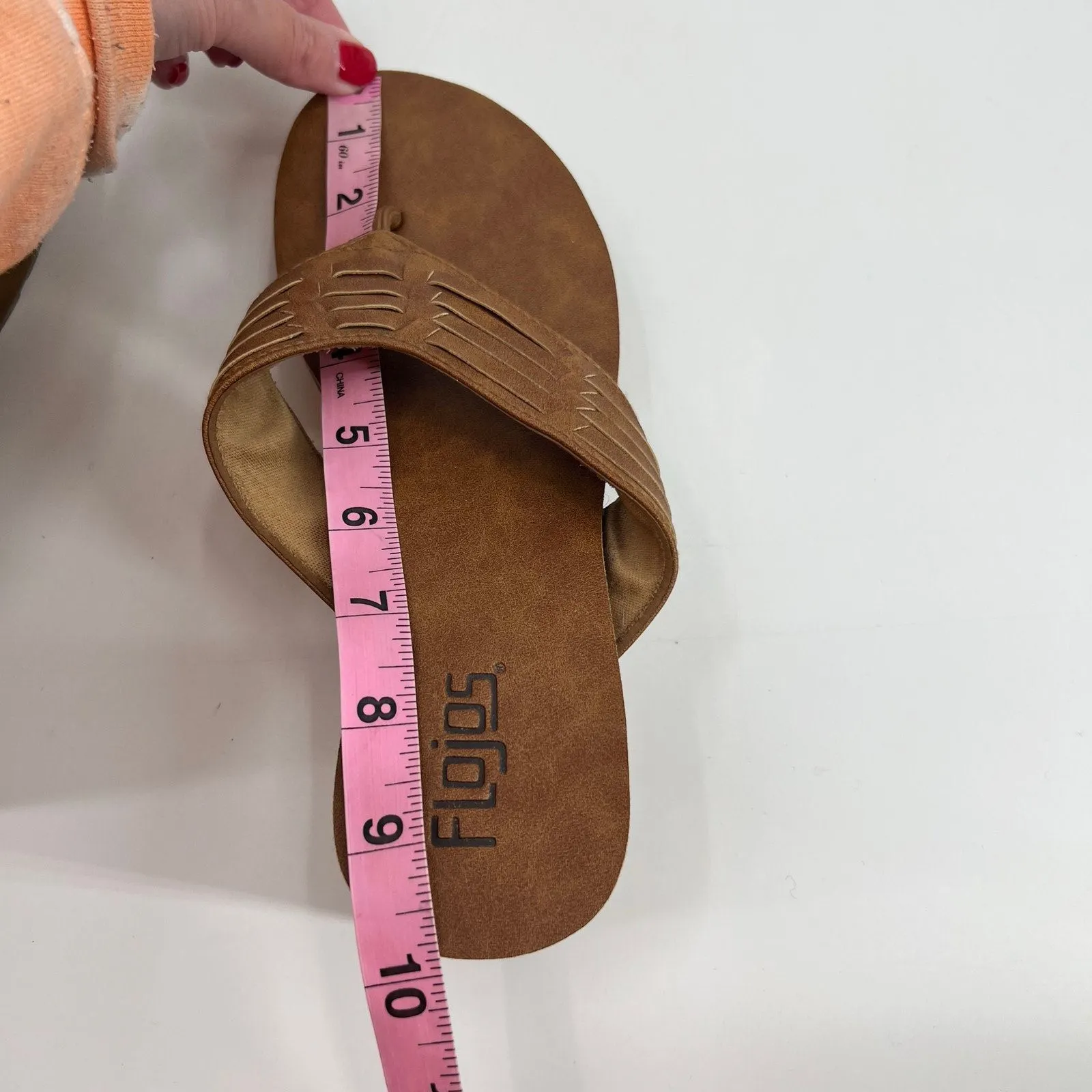 Flojos Jess Wedge heel Sandal Woven Faux Leather Platform Vegan Tan size 8.5 - Image 4