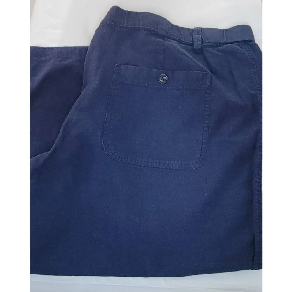 Liz Claiborne Navy Wide Leg Cropped Cotton Linen Pants Sz XXL - Image 5