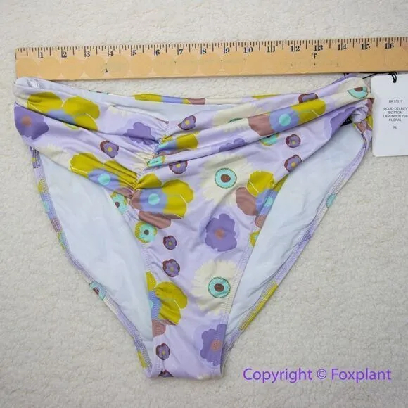NEW Free People x Beth Richards Delray 70’s Floral Bikini Bottoms, size XL‎ Purple - Image 5