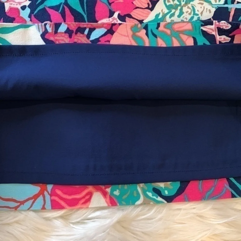 Talbots vibrant floral stretch cotton skirt fully lined side zip 10P - Image 3