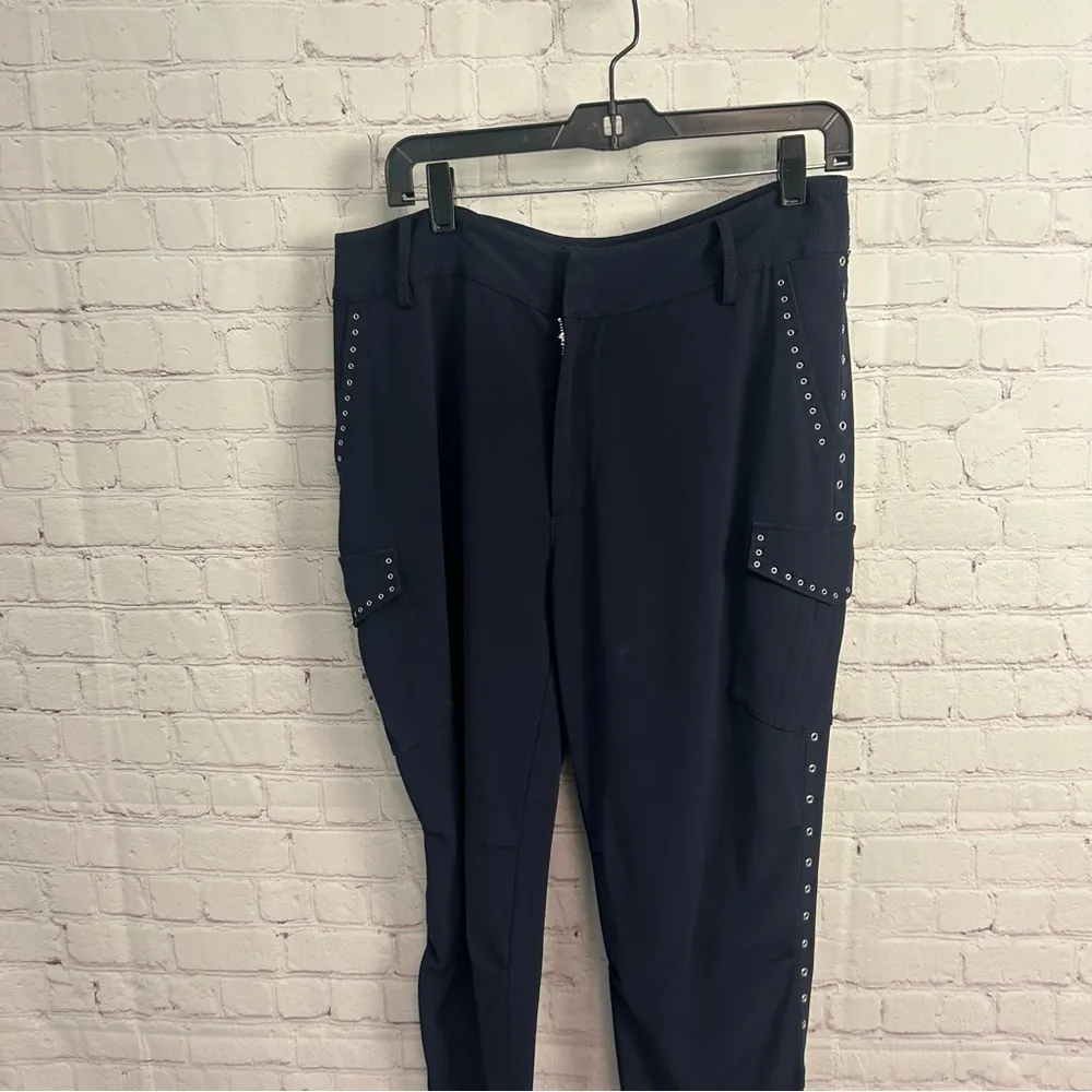 10 Crosby Derek Lam trendy navy blue preppy grommet embellished pants size 8 - Image 2