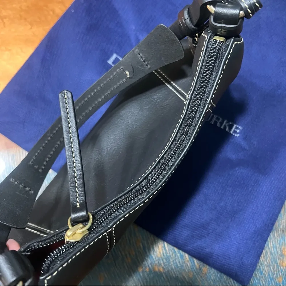 Dooney & Bourke Mini East West Slouch Black Leather Bag Silver Accents - Image 7