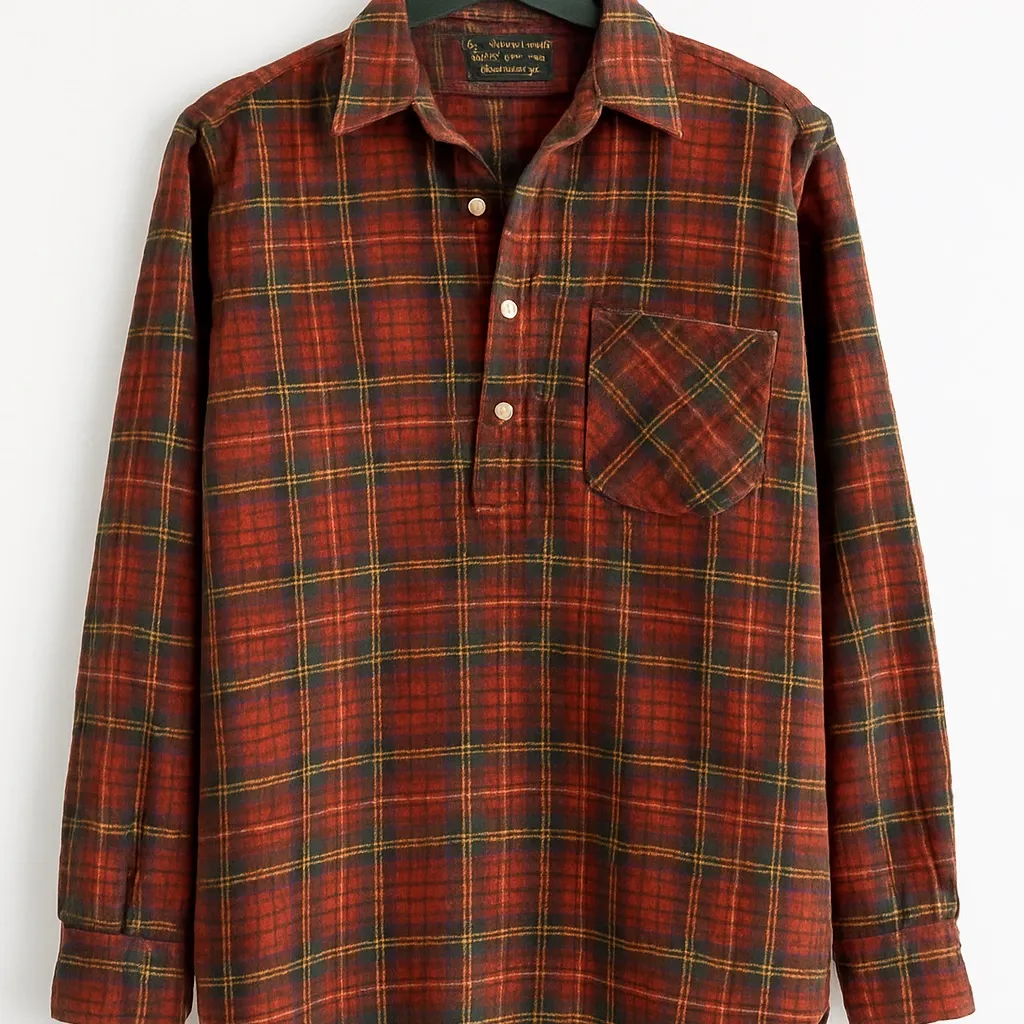 Women’s Wool Plaid Shirt‎ L Red Tartan Academia Grunge Cottagecore Vintage Size M - Image 3