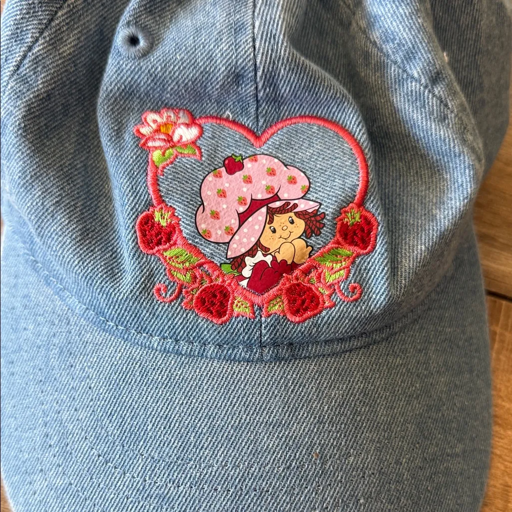 Blue Denim Cap with Heart Embroidery - Image 2