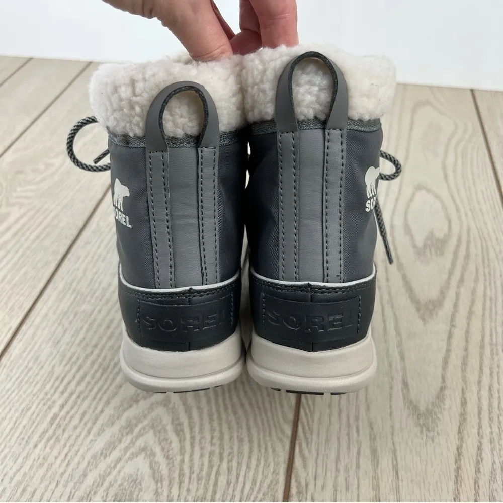Sorel Explorer Carnival Waterproof Faux Fur Collar Boots US6 Quarry Grey $150 - Image 9