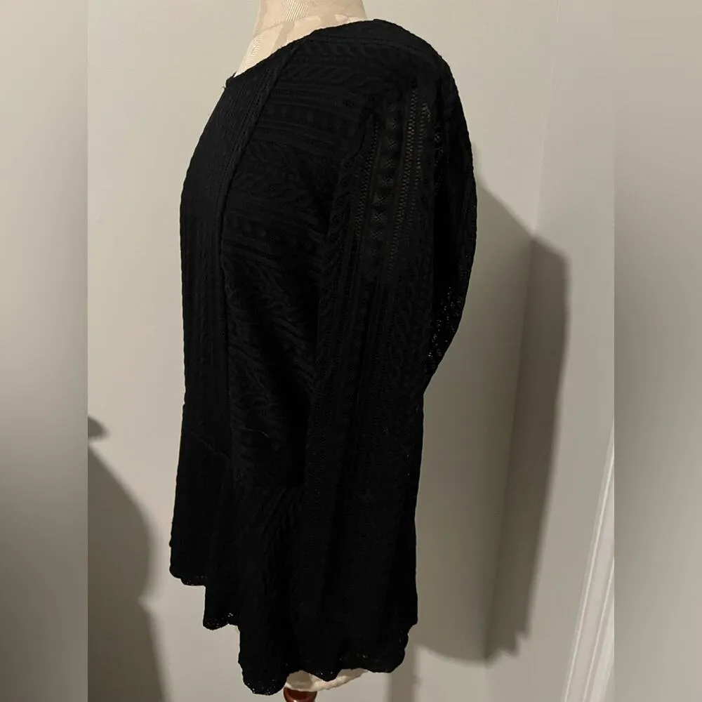 Anne Klein 3/4 Sleeve Lace Overlay Drop Waist Blouse Large - Image 4