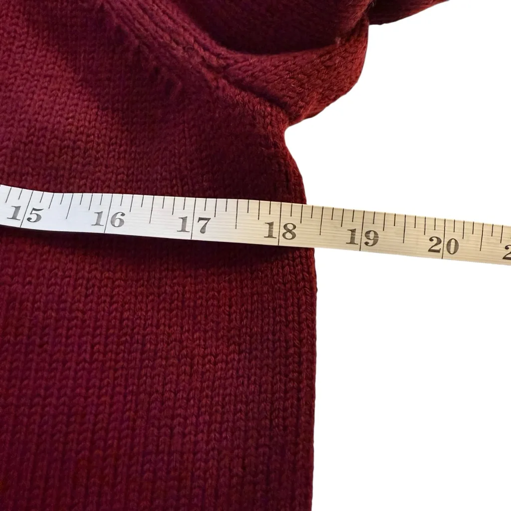 J Crew Womens Wool Sweater Small Burgundy Red Retro Boho Festival Goblincore - Image 8