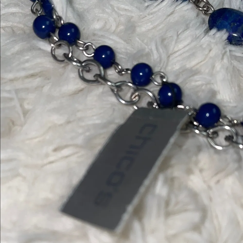 NWT $58 Chico's Blue Beaded Necklace with Glossy Finish - Image 5
