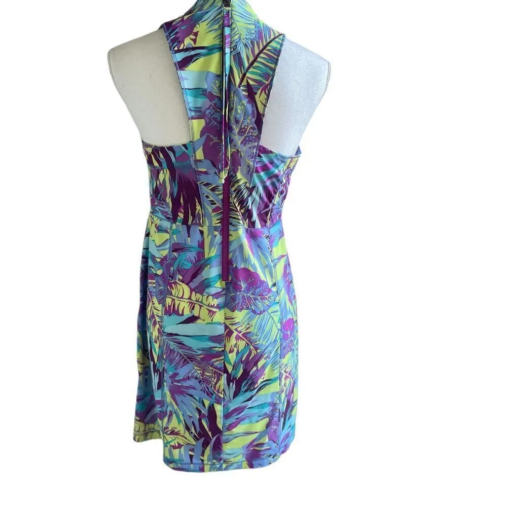 Title Nine Sleeveless active wear Sports Dress padded bra Tropical Palm Size 8 - Image 2