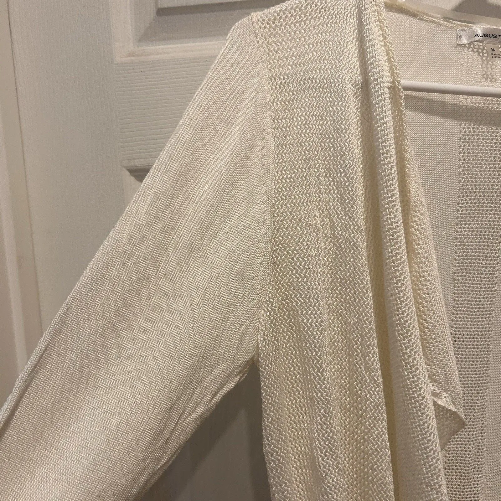 August Silk Women's Open Front Flowy Cardigan Viscose Off White Medium Beachy - Image 2