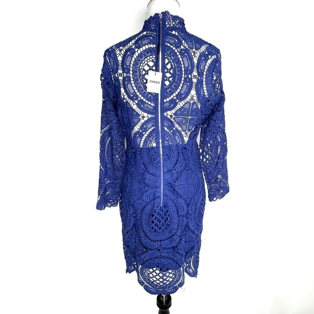 New Choies Blue Lace Dress Medium - Image 4