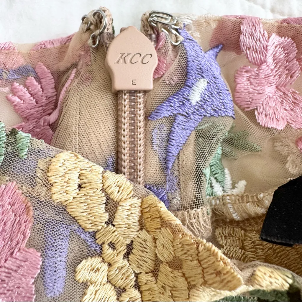 Novaluxe Floral Embroidered Mini Sheer Dress L Romantic Fairy Ethereal Coquette Red Size L - Image 6