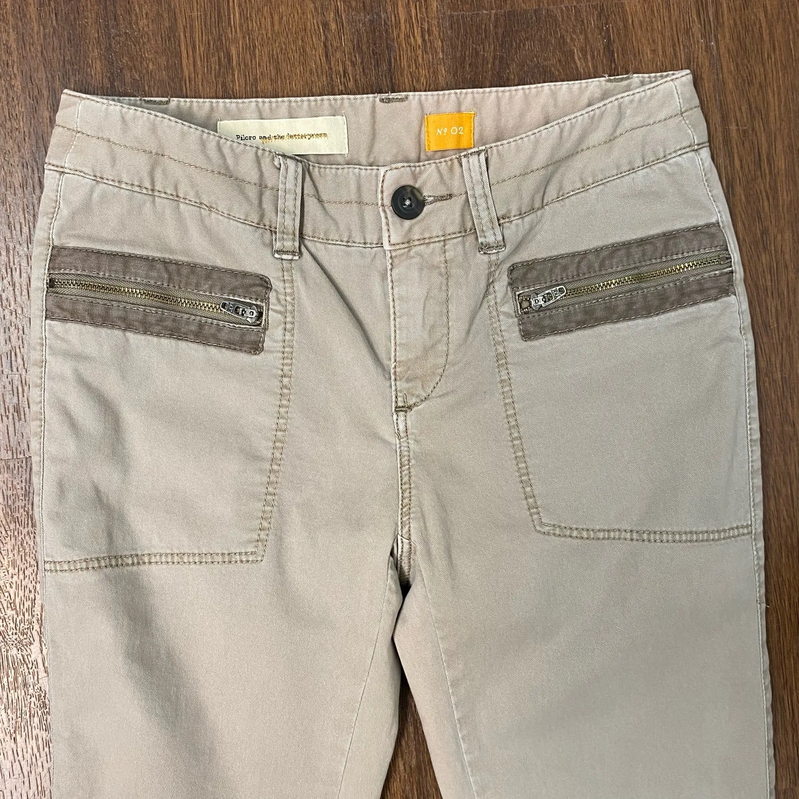 Pilcro and the Letterpress Anthropologie Tan Moto Skinny Utility Pants Size 2 - Image 4