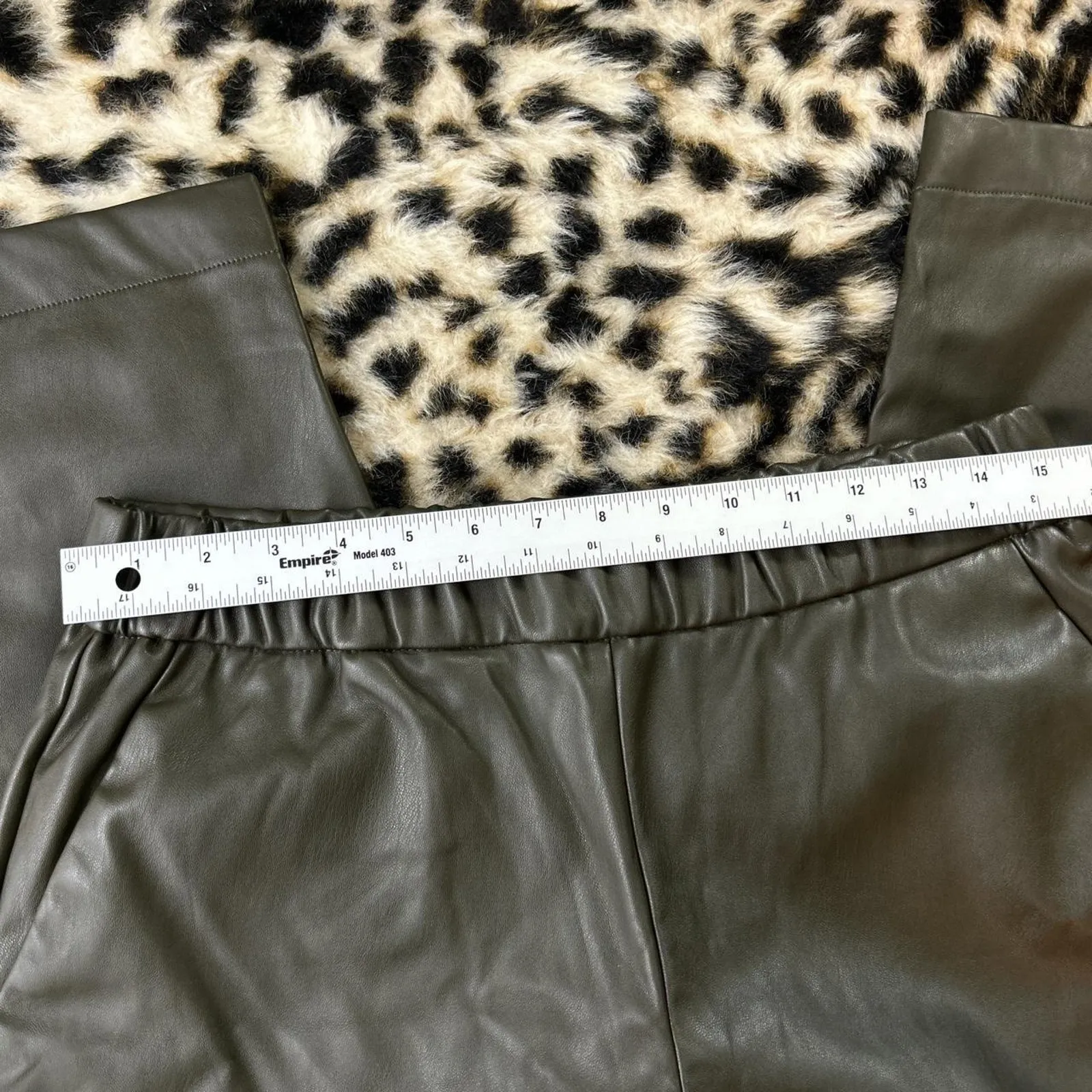 A New Day Olive Green Vegan Faux Leather Pants M - Image 4