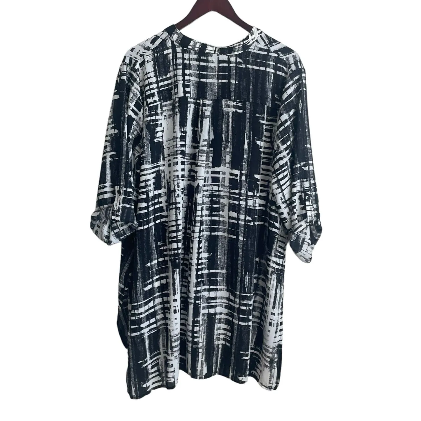 Avenue Women Tunic‎ Top 18/20 Split Neck 3/4 Roll Tab Sleeve Button Up Workwear - Image 3