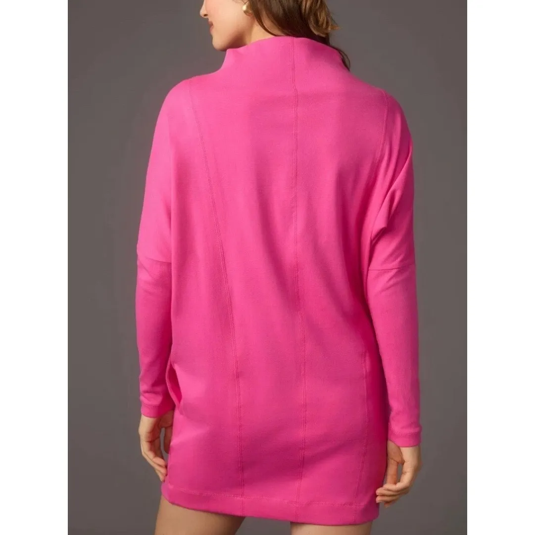 Daily Practice by Anthropologie Mock Neck Long Sleeve Mini Dress Hot Pink Large - Image 3