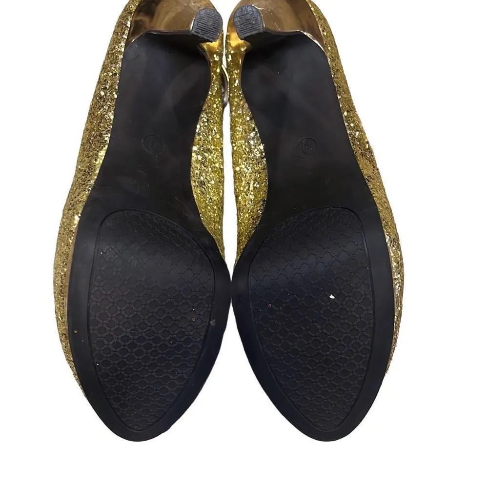 Mossimo EUC Gold Sequins Platform Stiletto Heels Sz 9 - Image 6