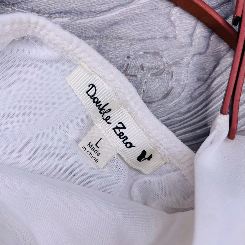 Double zero white top romper jumper shorts with leather straps large - Image 4