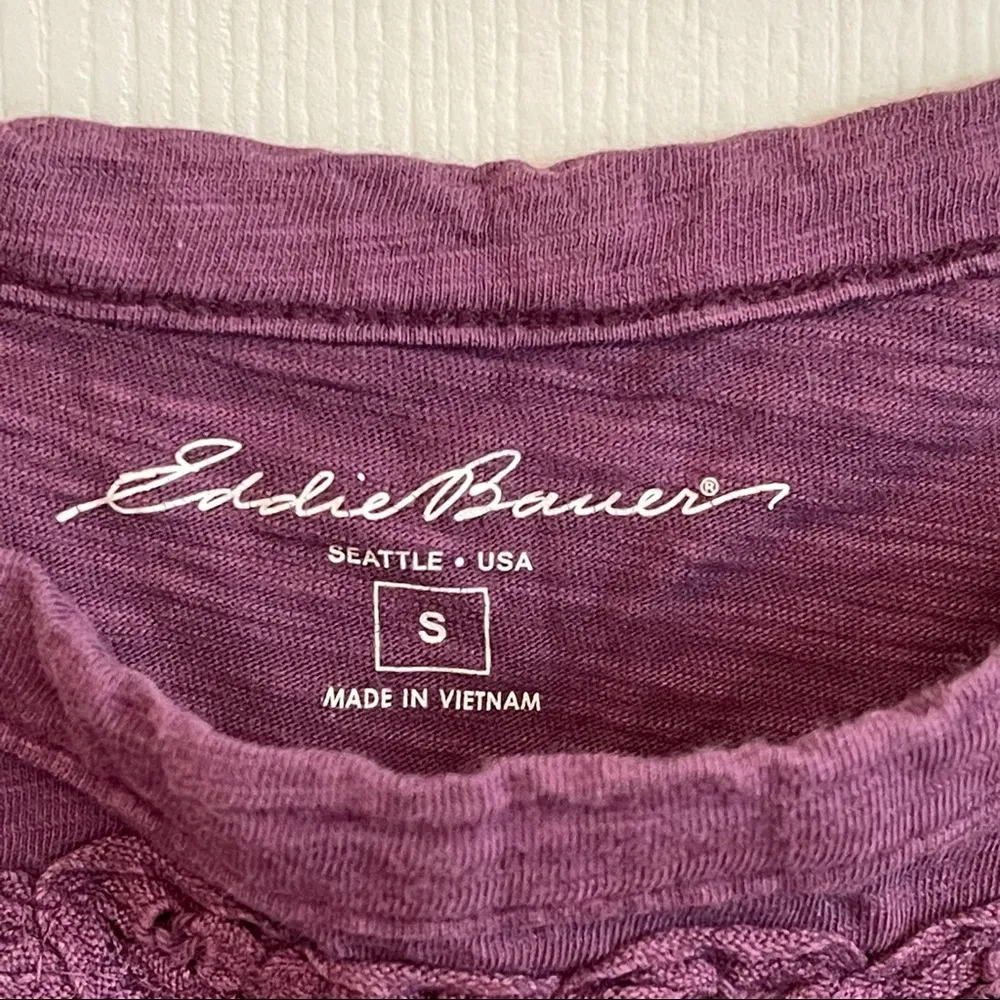 Eddie Bauer  Purple Tank Top with Lace Applique Size Small - Image 3