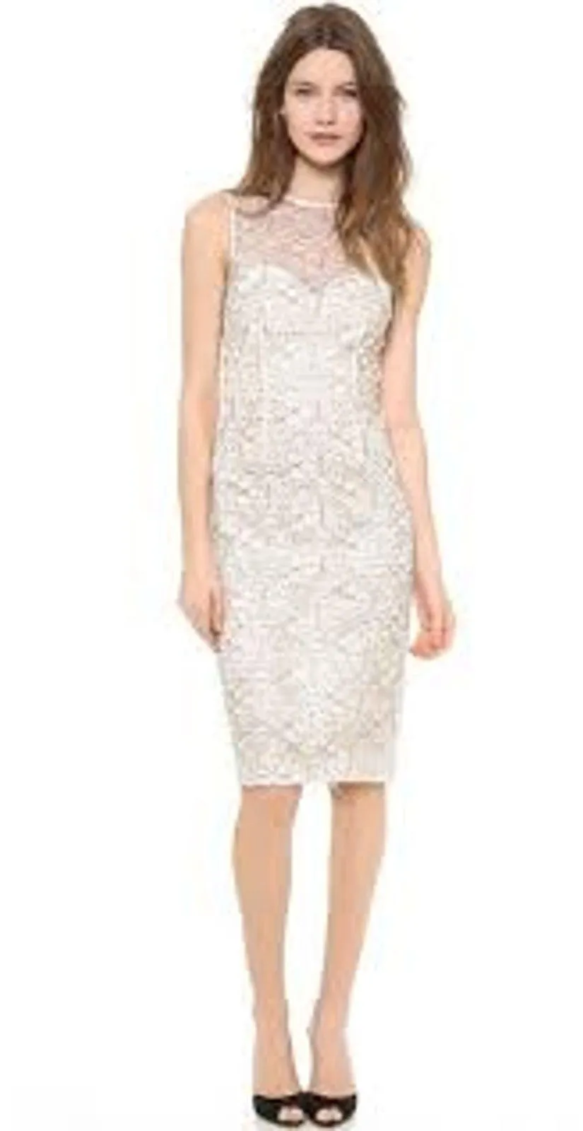 Jill Jill Stuart Love Glow Sheath Dress White Black Lace Illusion Neckline Sz 2 - Image 11